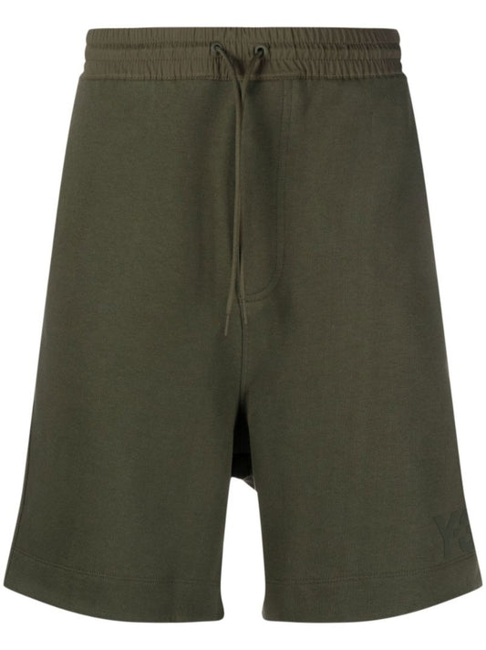 Green Logo Patch Cotton Running Shorts