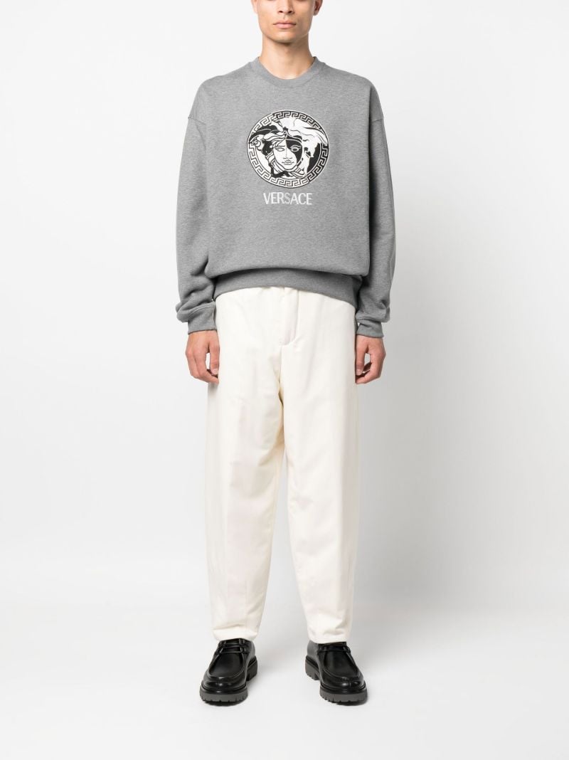 Grey Medusa Embroidered Cotton Sweatshirt