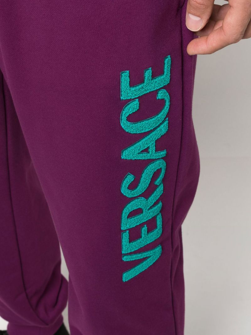 Purple Logo Print Track Pants