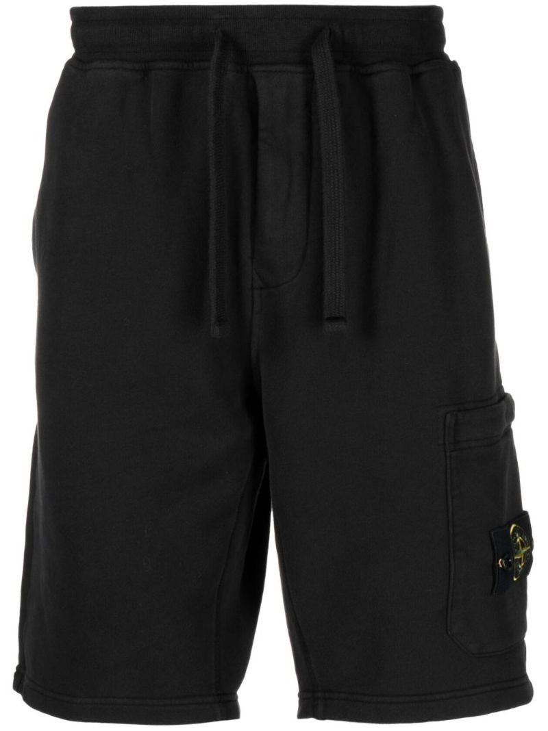 Black Cotton Bermuda Shorts