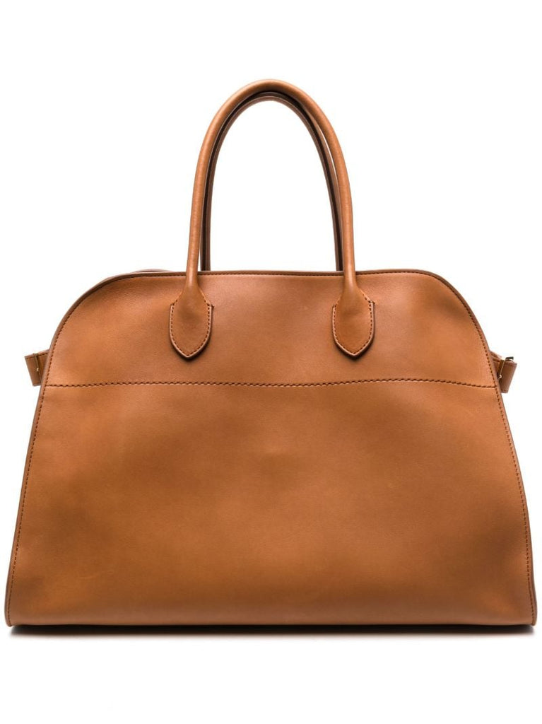 Brown Soft Margaux 15 Leather Tote Bag