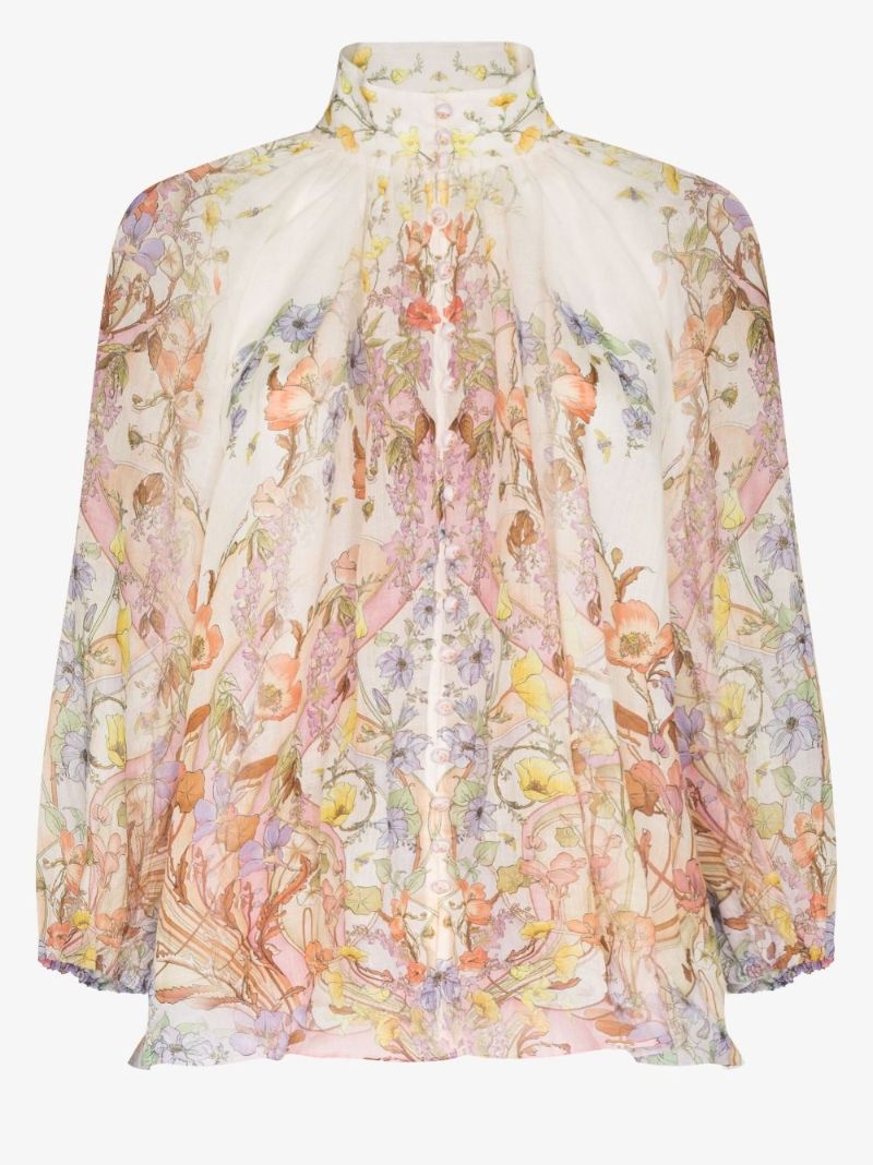 White Jeannie Floral Print Blouse