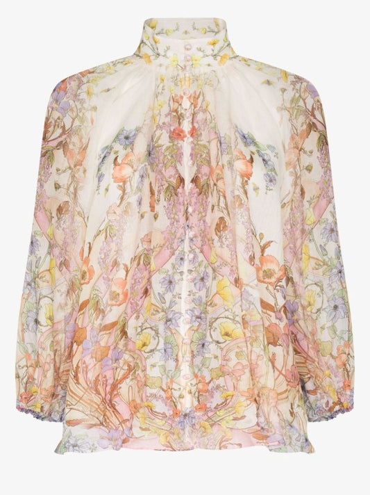 White Jeannie Floral Print Blouse