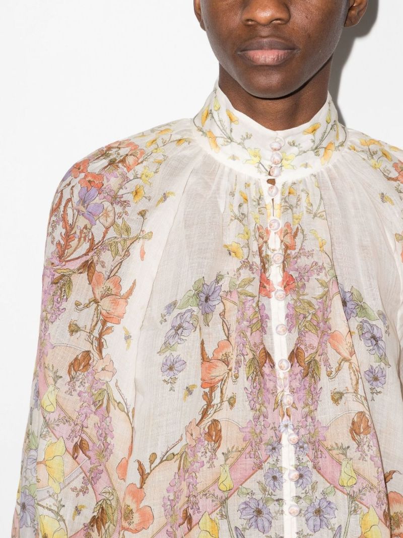 White Jeannie Floral Print Blouse