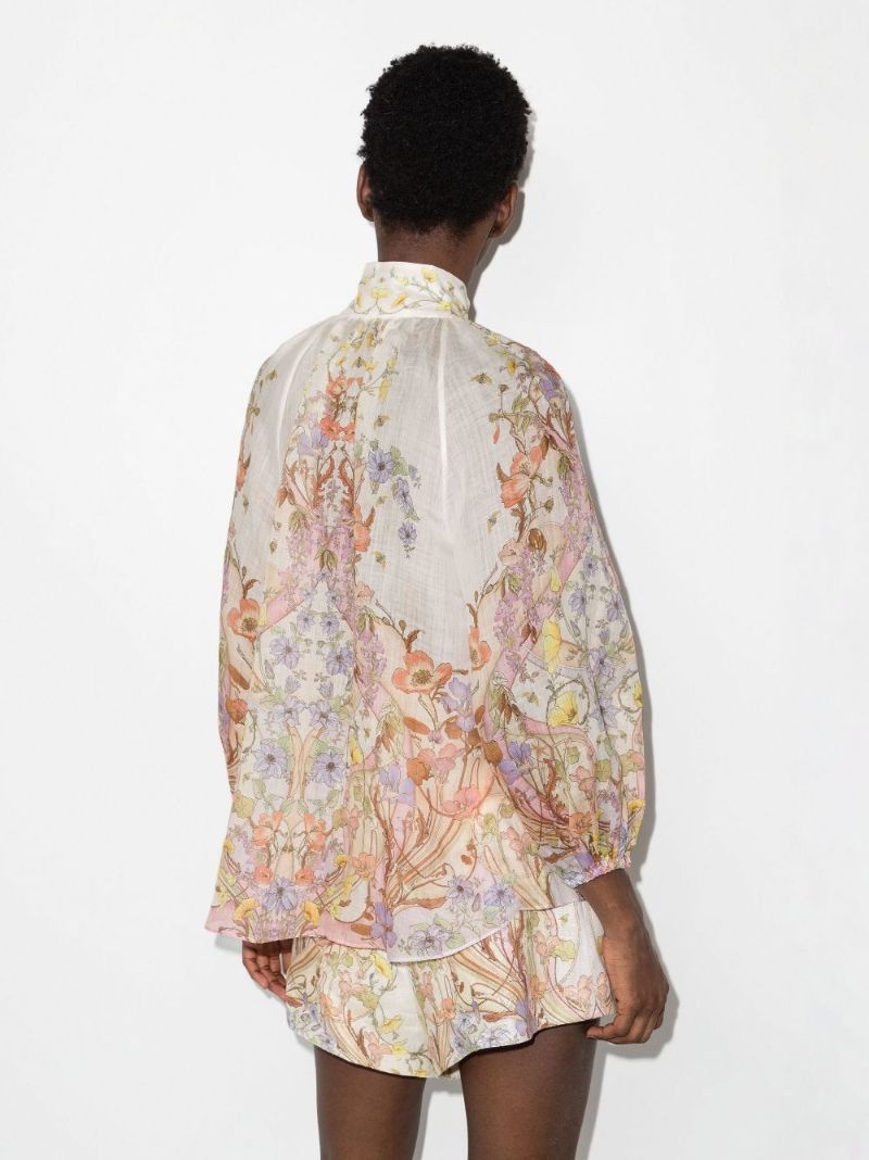 White Jeannie Floral Print Blouse