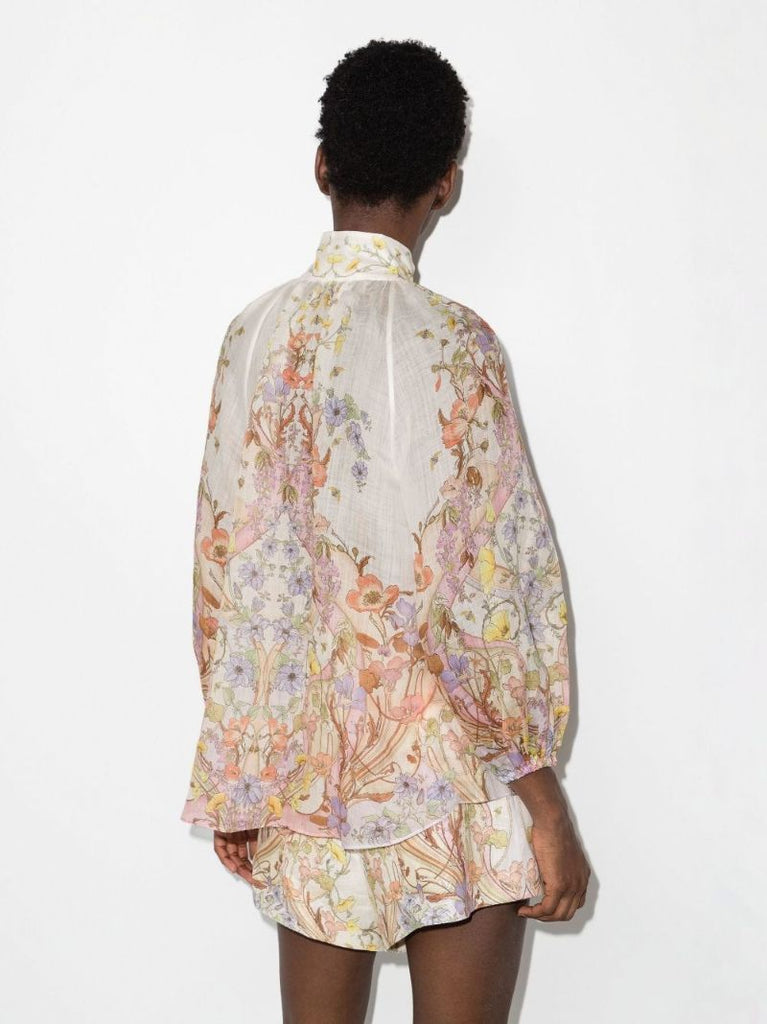 White Jeannie Floral Print Blouse