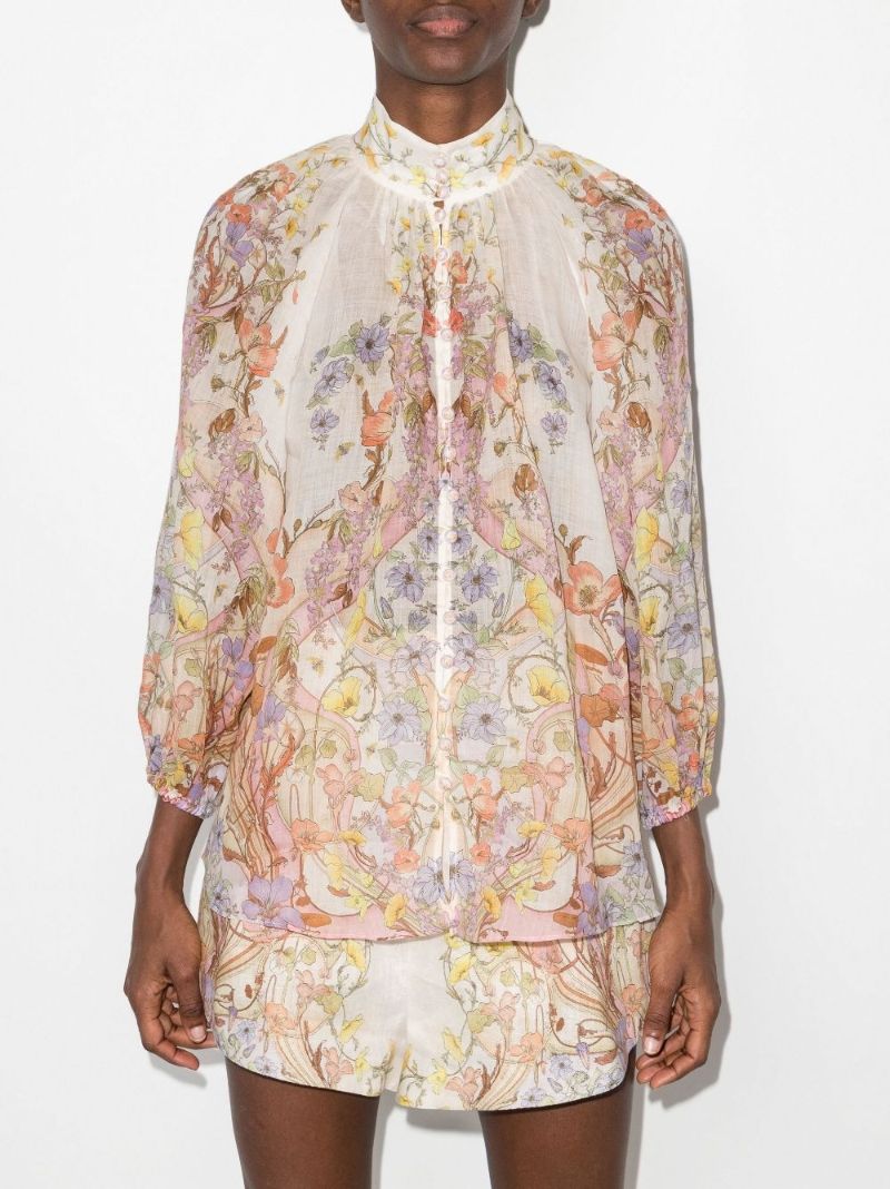 White Jeannie Floral Print Blouse