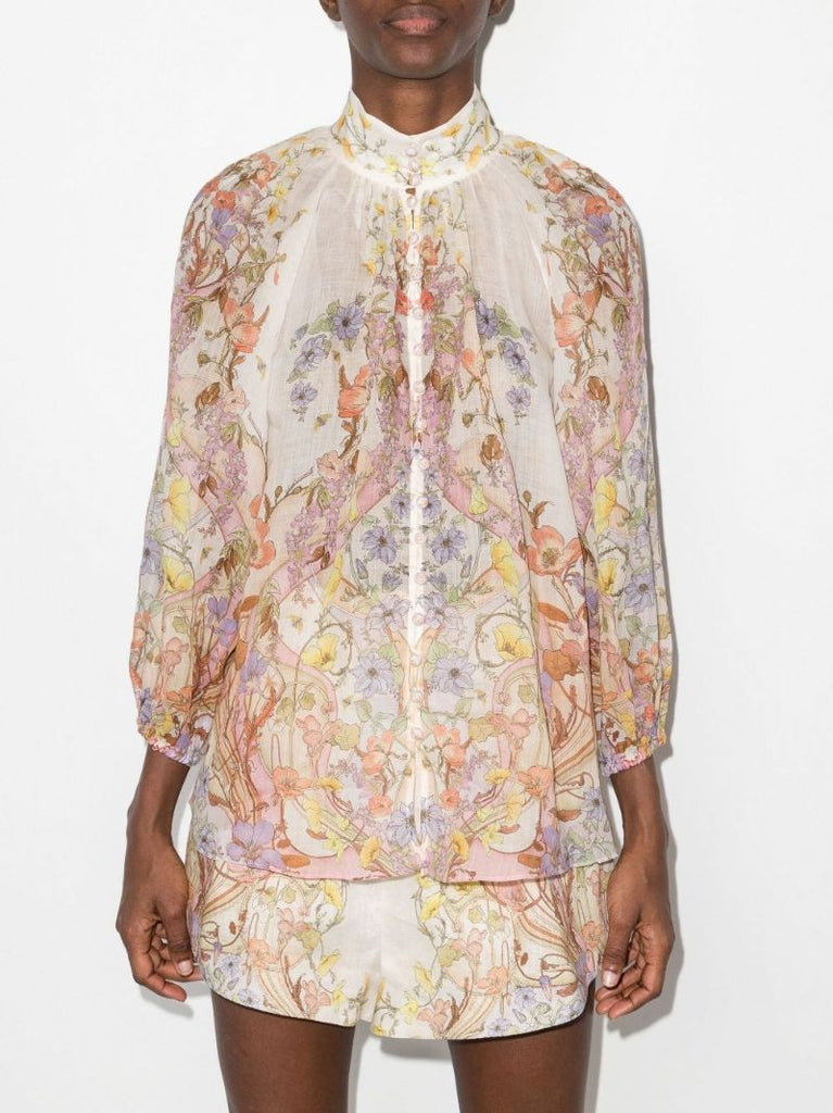 White Jeannie Floral Print Blouse