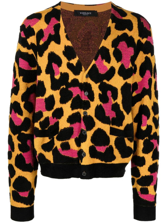 Orange Serie Leopard Print Cardigan