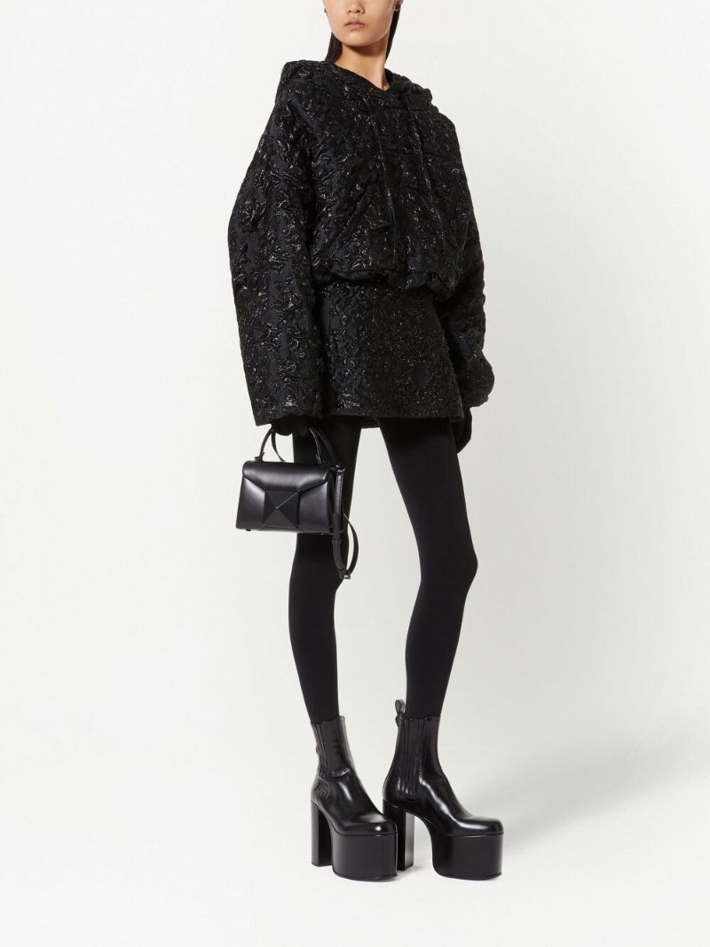 Black One Stud Mini Top Handle Bag