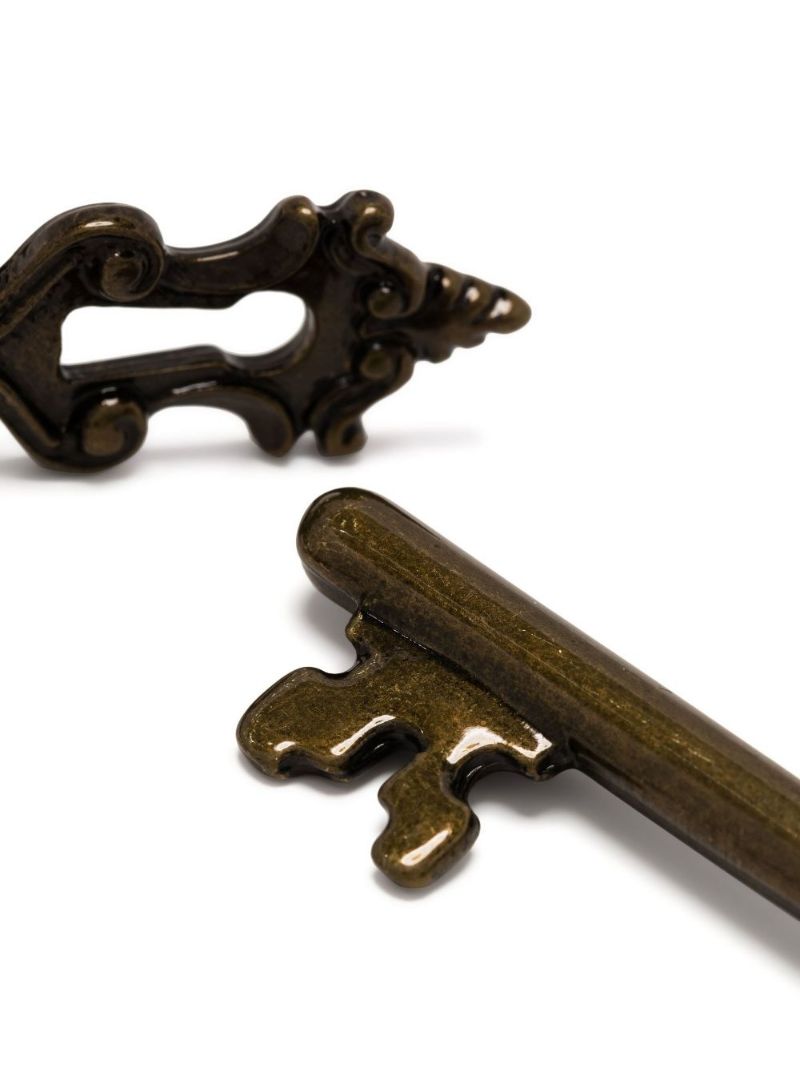 Gold Tone Baroque Key Drop Earrings