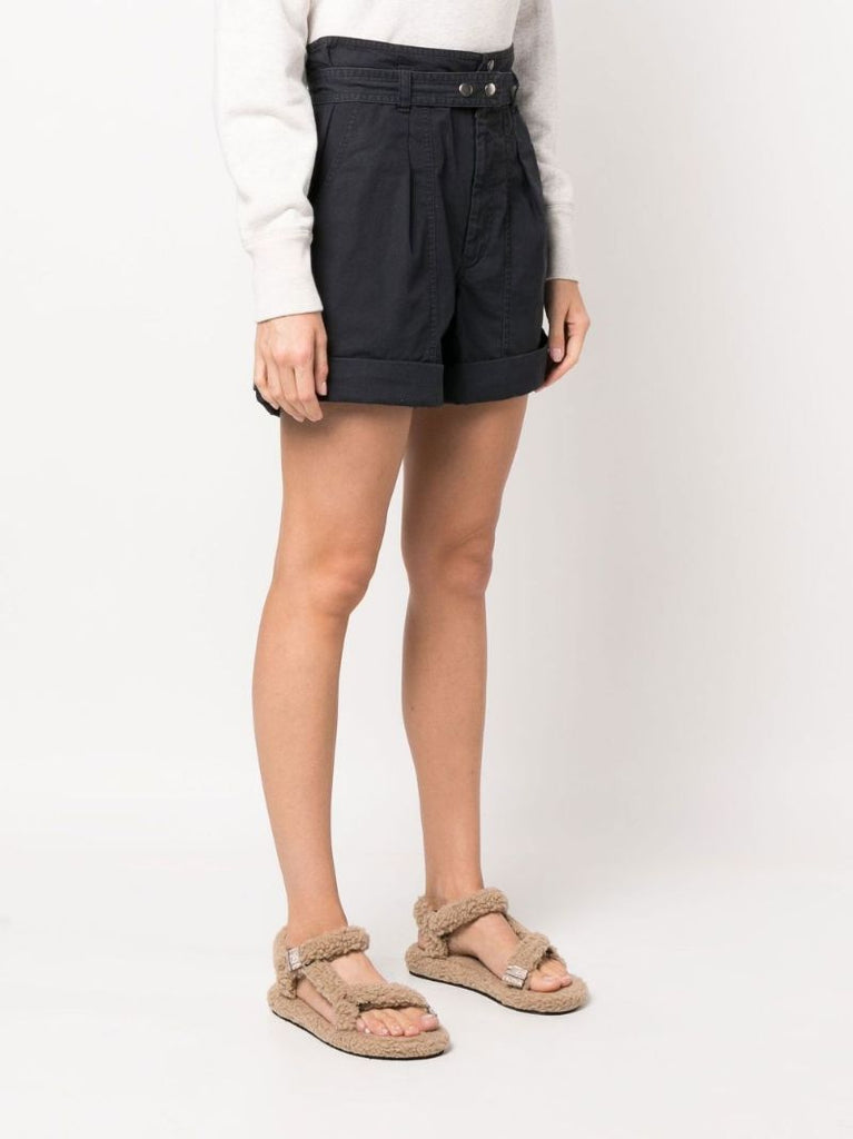 Black Kaloscoe High-waisted Cotton Shorts