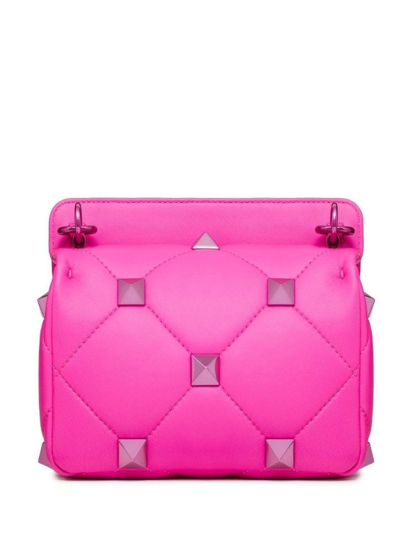 Pink Roman Stud Small Leather Shoulder Bag