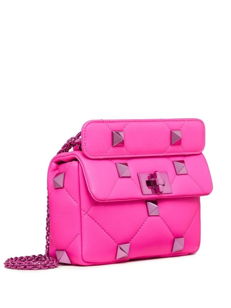 Pink Roman Stud Small Leather Shoulder Bag