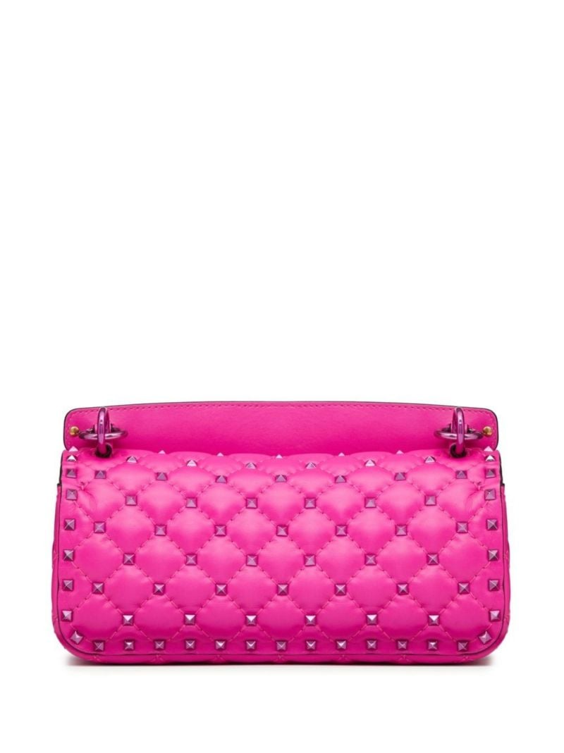 Pink Rockstud Spike Leather Shoulder Bag