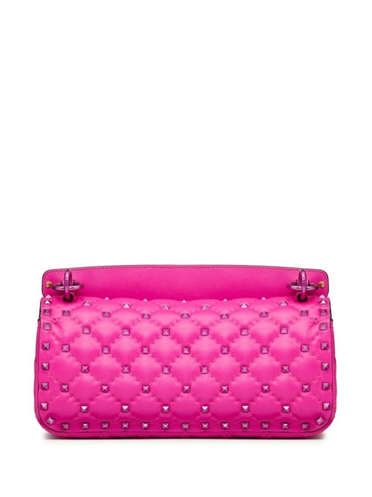 Pink Rockstud Spike Leather Shoulder Bag