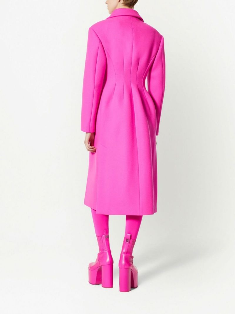 Pink Bow Detail Wrap Coat