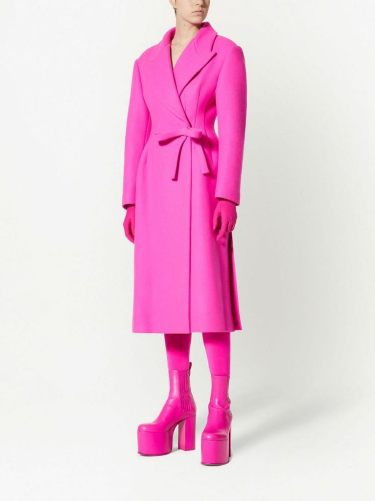 Pink Bow Detail Wrap Coat
