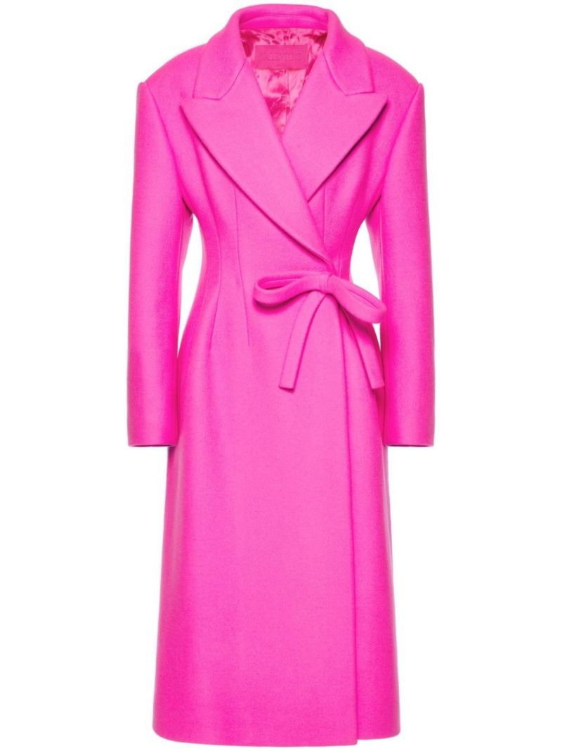 Pink Bow Detail Wrap Coat