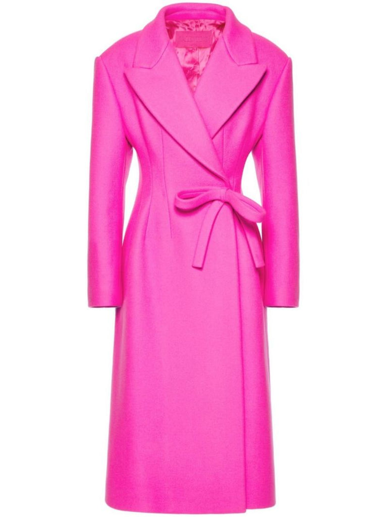 Pink Bow Detail Wrap Coat