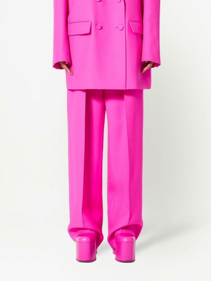 Pink High-waisted Tailored Trousers