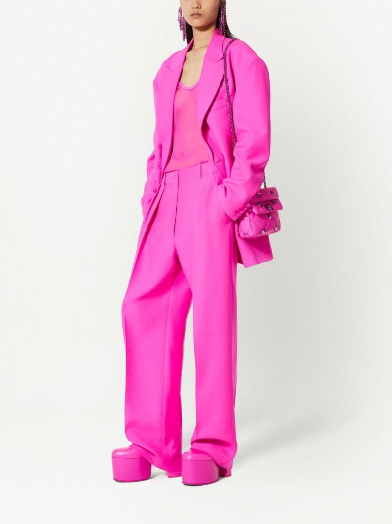 Pink High-waisted Tailored Trousers