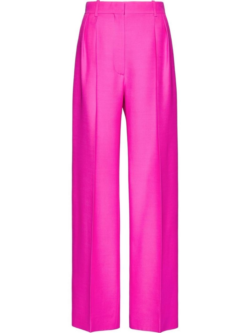 Pink High-waisted Tailored Trousers
