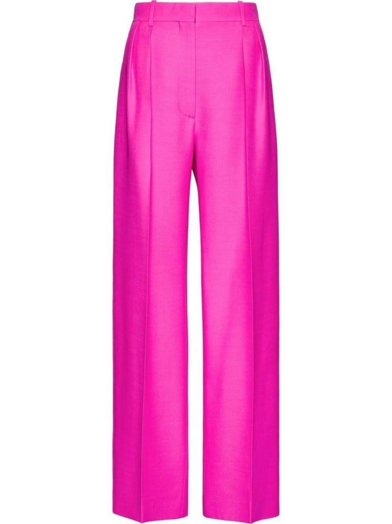 Pink High-waisted Tailored Trousers