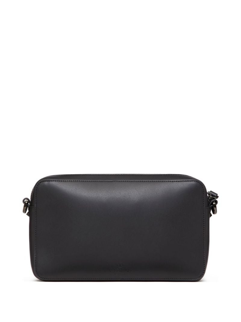 Black Vltn Logo Leather Cross Body Bag