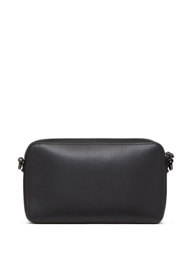 Black Vltn Logo Leather Cross Body Bag
