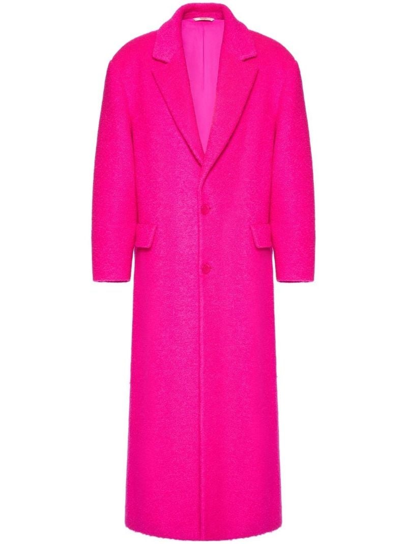 Pink Single-breasted Maxi Coat