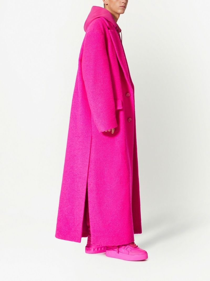 Pink Single-breasted Maxi Coat