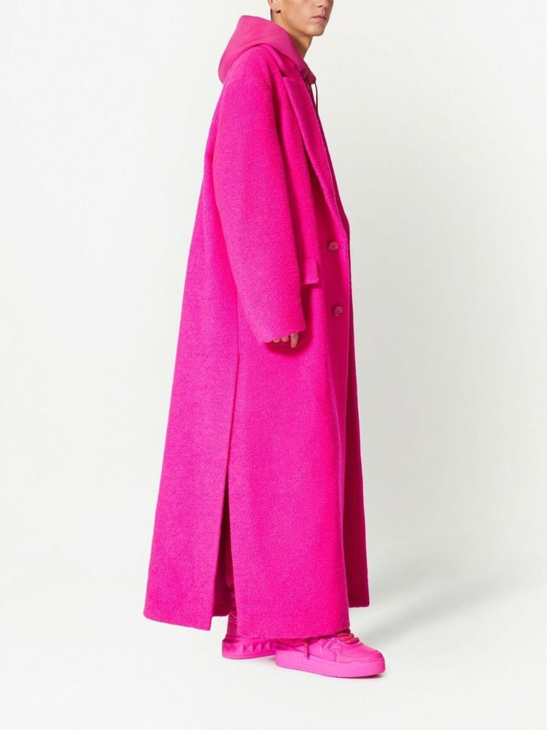 Pink Single-breasted Maxi Coat