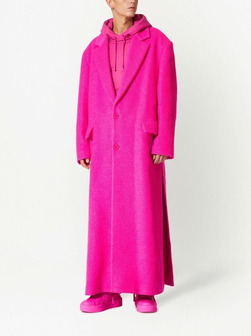 Pink Single-breasted Maxi Coat