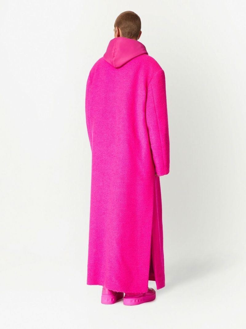 Pink Single-breasted Maxi Coat
