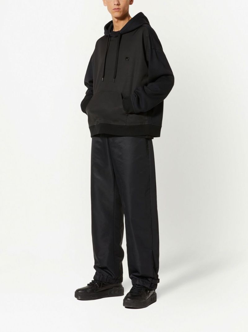 Black Roman Stud Panelled Hoodie
