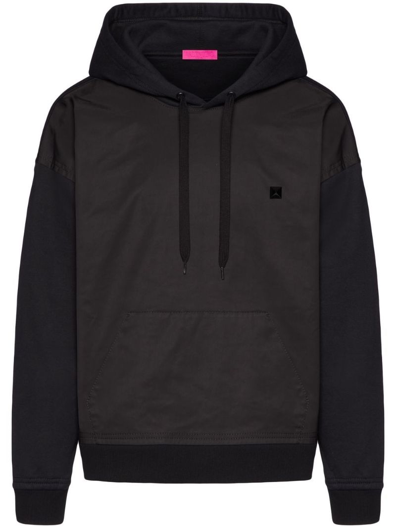 Black Roman Stud Panelled Hoodie