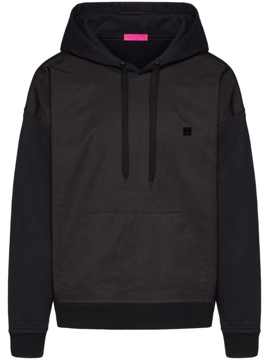 Black Roman Stud Panelled Hoodie