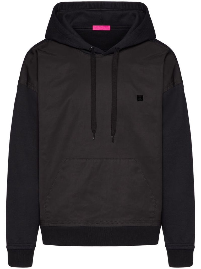 Black Roman Stud Panelled Hoodie