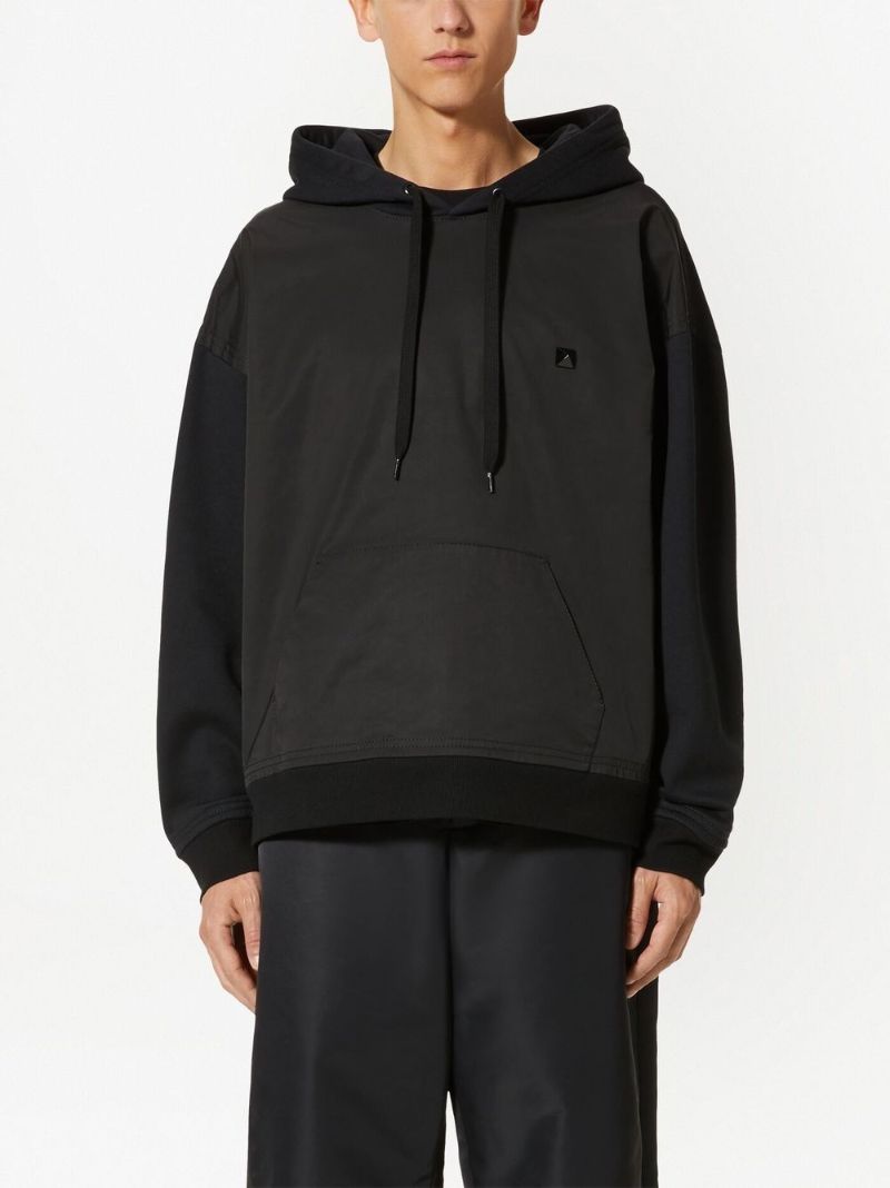 Black Roman Stud Panelled Hoodie