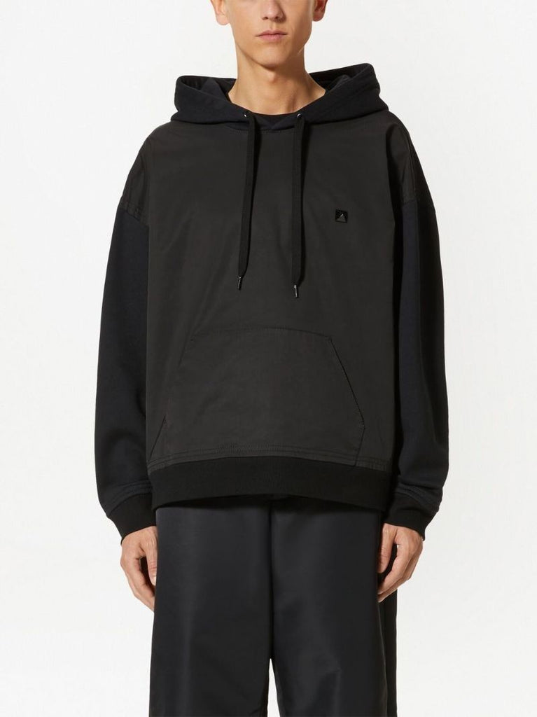 Black Roman Stud Panelled Hoodie
