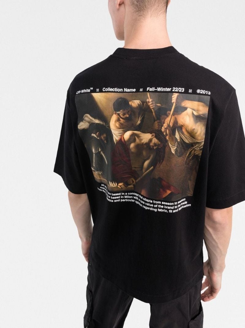 Black Caravaggio Print Cotton T-shirt