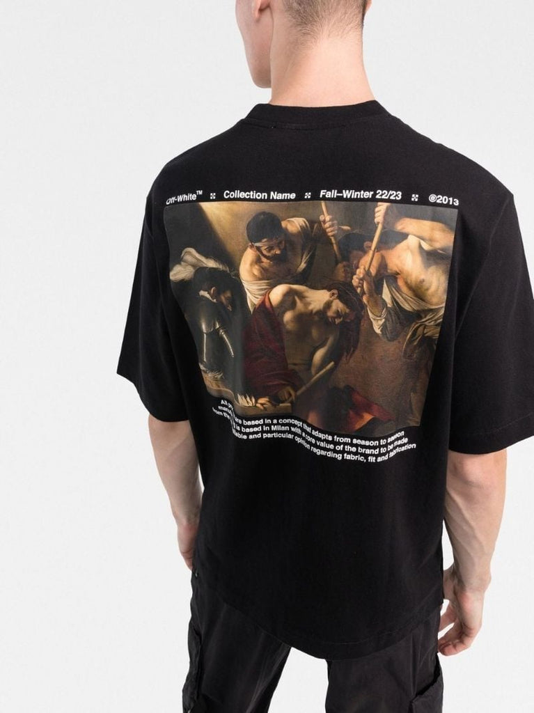 Black Caravaggio Print Cotton T-shirt