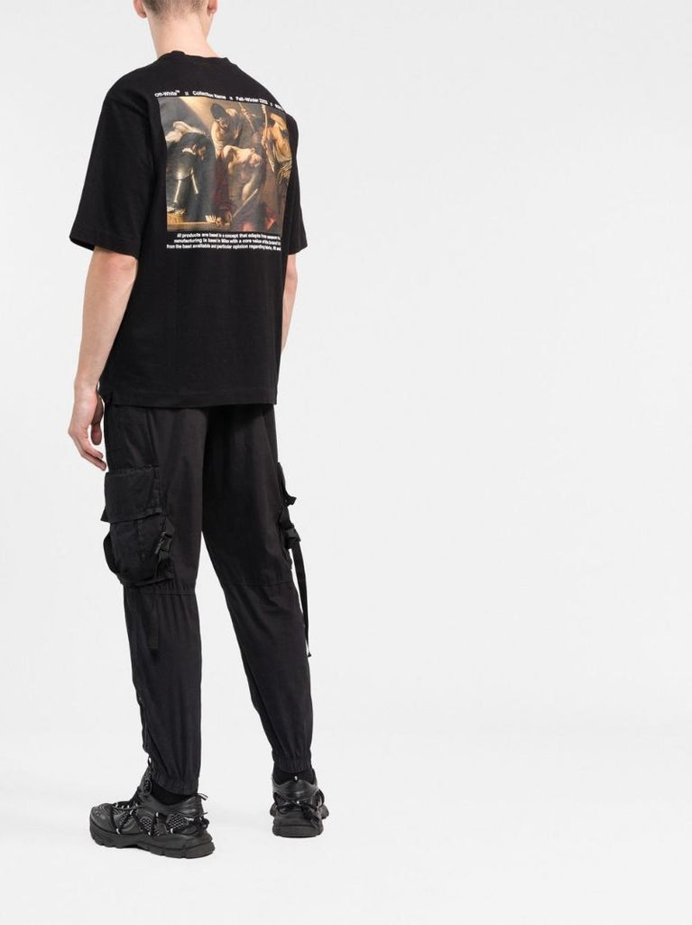 Black Caravaggio Print Cotton T-shirt
