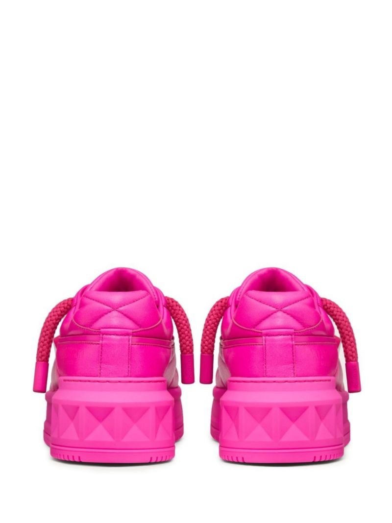 Pink One Stud Low-top Leather Sneakers