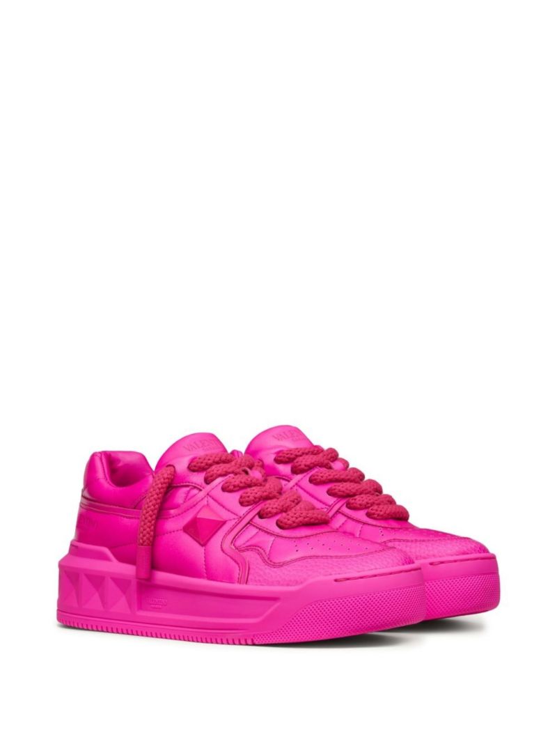 Pink One Stud Low-top Leather Sneakers