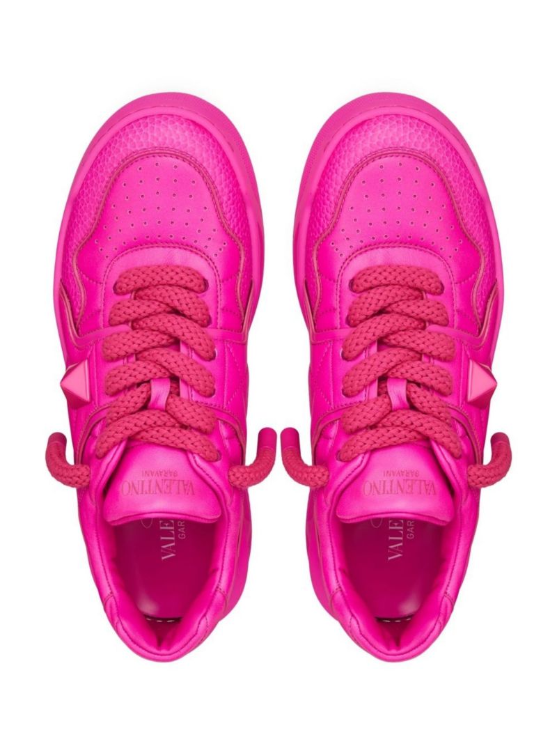 Pink One Stud Low-top Leather Sneakers