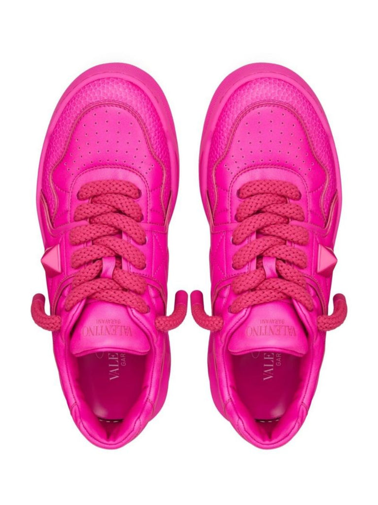 Pink One Stud Low-top Leather Sneakers