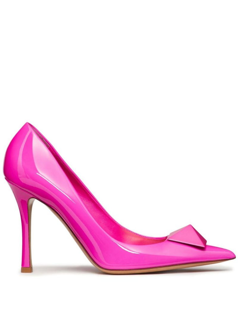 Pink One Stud 100 Patent Leather Pumps