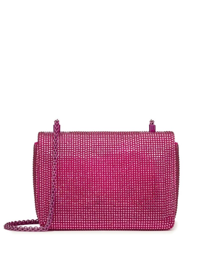 Pink One Stud Embellished Leather Cross Body Bag